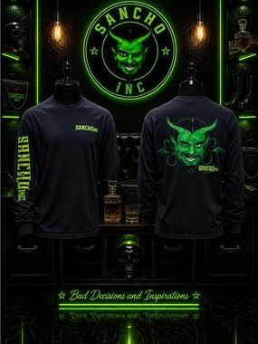 Sancho Inc Black Long Sleeve Graphic Tee | Devilish Back Print Streetwear Shirt